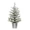 2 ft. Pre-Lit Flocked Table Top Artificial Christmas Tree In Metal Pot